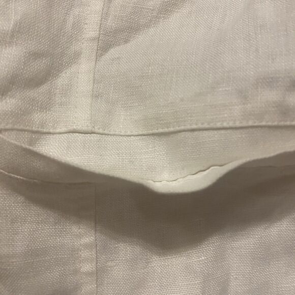 100% Linen White Crop Blazer Jacket XL Open Front Coastal Chic Quiet Luxury - Picture 3 of 13